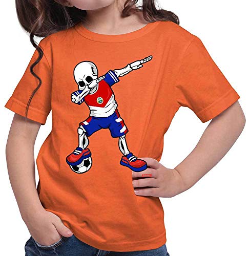 Hariz - Camiseta para niña, diseño de esqueleto de Costa Rica naranja 140 cm(9-11 År)