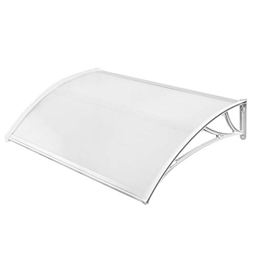 HENGMEI 100x150cm Marquesina protectora Ventanas Toldo Policarbonato Tejadillo de protección para Puerta, Marco blanco