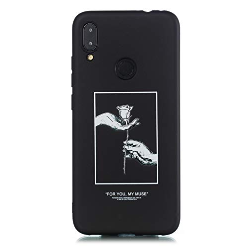 HiCASE Pro Negro Funda para Xiaomi Redmi Note 7, Cárcasa Silicona Ultrafina Negra con Dibujos Diseño Suave TPU Gel Antigolpes de Protector Piel Case Cover Bumper Fundas