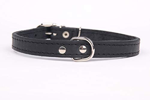 HOGACA Exclusivo collar de piel auténtica 908, 2,0 cm de ancho x 55 cm, negro, contorno de cuello 40-50 cm