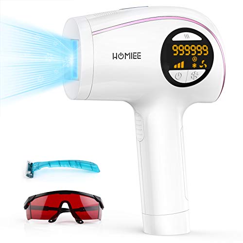 HOMIEE IPL Depiladora de Luz Pulsada, 999,999 Flashes Depilación Permanente Enfriamiento, 5 Niveles, Depiladora Laser Profesional sin Dolor para el Hogar, para Cuerpo, para Mujer y Hombre