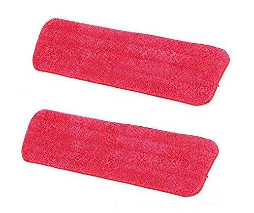 Hosaire 2X Gamuza Lavable de Microfibra, Repuesto para Escoba, Spray Mop by Tech Star, con Superficie Superior Compatible – Color Rojo(42 * 13cm)