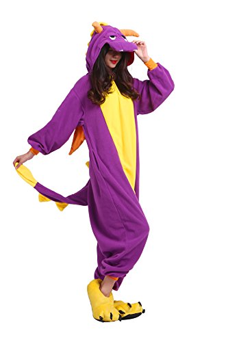 Hstyle Unisex Adulto Onesie Anime Kigurumi Trajes Disfraz Cosplay Animales Pijamas Pyjamas Ropa De Dormir Morado Dragón XL