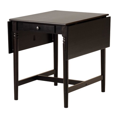 IKEA Ingatorp - Mesa Drop-hoja, negro-marrón - 59/88 / 117x78 cm