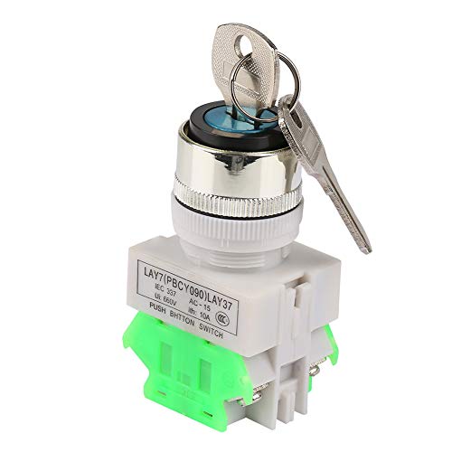 Interruptor de bloqueo de llave de seguridad de 3 posiciones LAY37-20Y/31 220V 5A selector giratorio de 22mm agujero de montaje con 2 llaves