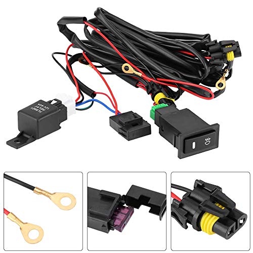 Interruptor de relé de cableado de niebla Kit de cableado de interruptor de luz antiniebla LED para coche de 12 V, Kit de relé de fusible Plástico impermeable universal