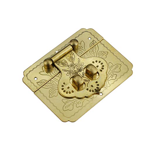 iplusmile Caja de Madera Cuadrada de Cobre Puro Pestillo de Palanca Retro Decorativa Cerradura de Bloqueo con Tornillos para Maleta Cofre Cofre Pestillo Cierre Joyería Caja 6.5 * 5.2Cm (Dorado)