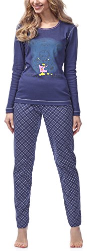 Italian Fashion IF Pijama Camiseta y Pantalones Mujer SW22T M007 (Marino, M)