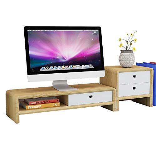 JCXOZ Madera Vertical de la Pantalla, Dispositivo de Almacenamiento Organizador de Computadoras y Laptops, con 3 cajones, Monitor de la computadora elevada Cajas y organizadores de Joyas