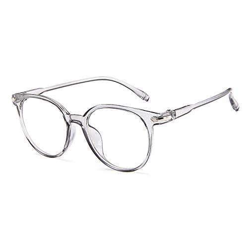 JJZXT Superligero Montura Gafas cuadradas Ovalada, Cómodo y Fuerte Marco Metal Eyewear, Moda Sencillez Montura Gafas de Media Marcos, for Damas, Hombres,Gris