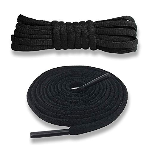 Junlic Cordones Redondos para Zapatillas, [3 Pares] Cordones para Zapatos - Anchura 6 mm Negro