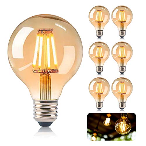 KIPIDA Bombilla LED E27, bombilla vintage Edison G80, bombilla antigua, 4 W, blanco cálido, decorativa, bombilla LED, ideal para nostalgia y iluminación retro