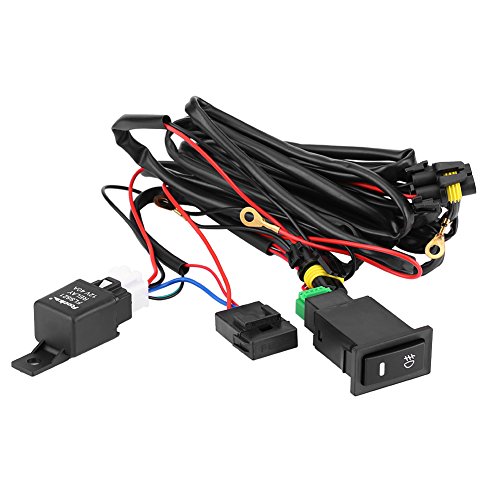 Kit de cableado de interruptor de luz antiniebla, 12V 40A Coche universal LED Interruptor de encendido/apagado de luz de niebla Kit de relé de mazo de cables