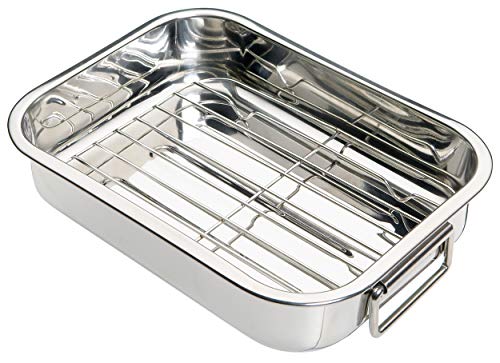 Kitchen Craft - Fuente de Horno Rectangular con Rejilla (Acero Inoxidable), Color Plateado