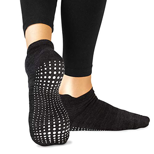 LA Active Calcetines Antideslizantes - 1 Par - Para Yoga Pilates Ballet Barre Mujer Hombre (Negro, 40-44 EU)