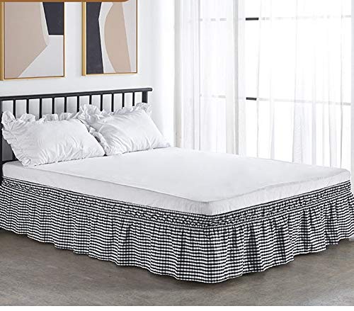 LANG ZI Falda de Cama, 150/135 cm Volantes elástica Falda de Cama 38cm Bedding Ruffled Bedskirt Medidas canapé Cubre unda de Somier Faldón de Volantes con (Color : B, Size : 150 * 200cm)