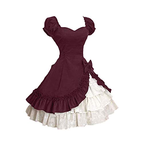 Las Mujeres con Volantes Vestido de Princesa Vestido de Corte Gothic Lolita de Manga Corta Noche Vestido de cóctel Cosplay