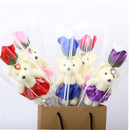 LAVALINK 3pcs Regalo Giorno Mazzo Cute Rose Teddy Bear Rose Bouquet Fiore del Sapone del Fiore Artificiale Compleanno Di Cerimonia Nuziale Della