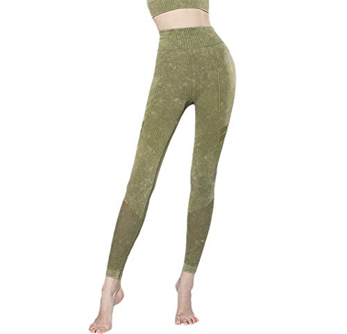 Leggings Elásticos Reducir Vientre,Leggings Mujer Fitness Suaves,Medias Deportivas, Pantalones de Yoga Desnudos amigables con la Piel-Green_M