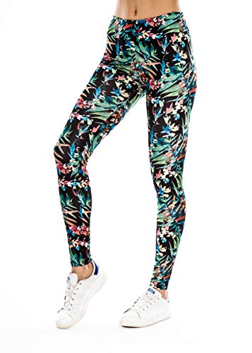 Lindissims Legging Eco-Sostenible Lestes Hawaii Print Slim Fit Mallas Deporte, Pantalones Deportivos, Cintura Alta, Yoga, Running, Fitness…