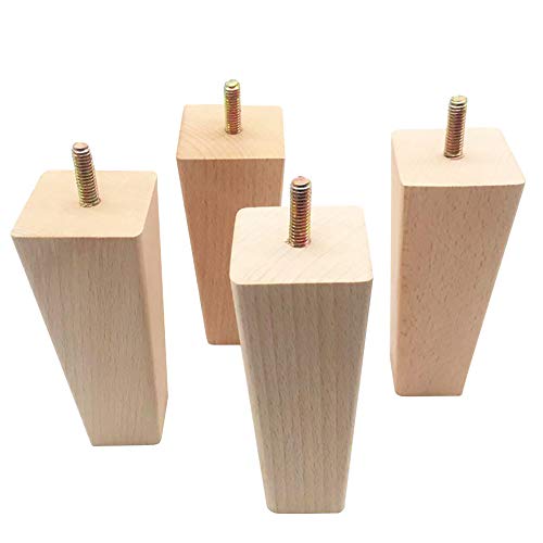 Lionina Patas de madera para muebles, 4 piezas/juego de patas de repuesto para muebles, patas de mesa en ángulo recto, para mesa de TV, armario, patas de madera, muebles de salón, accesorios