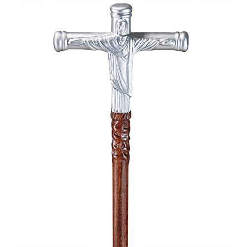 LIULIFE Bastón De Madera con Manija Cruzada - Bastón Estilo Cristiano Jesús Bastón Tallado, Length 81cm