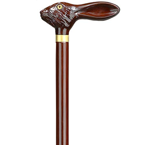 LIULIFE Bastón De Madera - Mango En Forma De Conejo Caballero Caña De Madera Punta De Goma - Bastón De Estilo Tradicional para Hombres Y Mujeres,Length 81cm