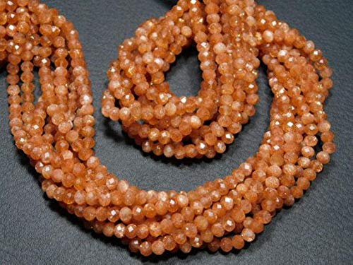 LKBEADS AAA-Sunstone Micro Cut Rondelles - Hilo de 33 cm de largo - Medidas de las piedras- 4 mm