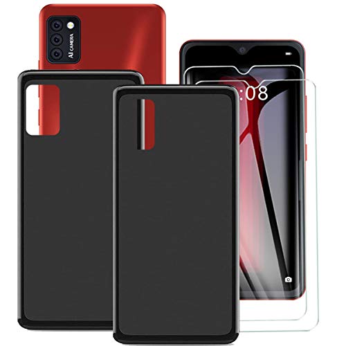 LYJERRY 2 Pack Carcasa Anti-Choques y Anti- Arañazos para Hafury M20 2020 Case Suave Negro + 2 Pack Cristal Templado para Hafury M20 2020 Smartphone 5.5" Cover Funda Silicona Case Protector Pantalla