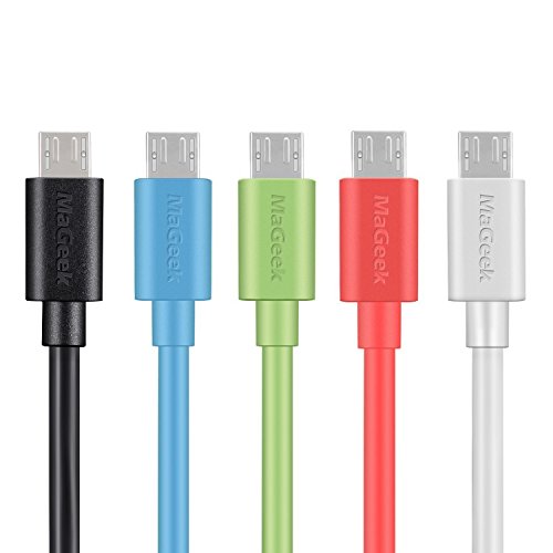 MaGeek® [Pack de 5] 1.0m Cables Micro USB Sincroniza y Carga para Samsung, HTC, Sony, Motorola, LG, Google, Nokia etc.(5 Colores)