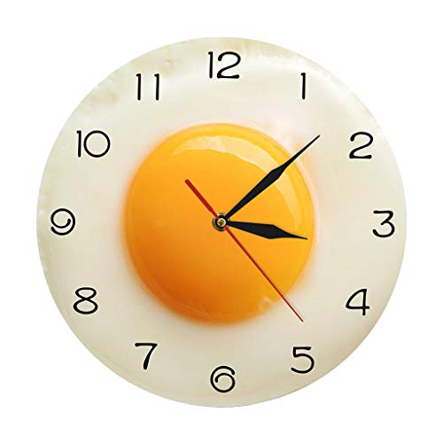 MagiDeal Reloj de pared, reloj de pared para comedor con huevos escalfados, cuarzo para cocina con huevos fritos para