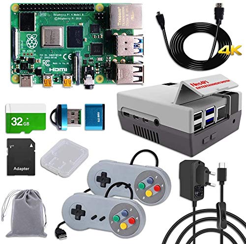 MakerFun Raspberry Pi 4 Retro Gaming Kit con controlador SNES y carcasa NES (4 GB de RAM)