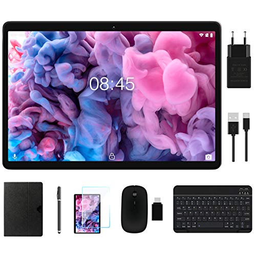 MEBERRY Tablet 10 Pulgadas Android 10.0 Ultrar-Rápido Tablets 4GB RAM+64GB ROM - Certificación Google gsm - Dual SIM &Dual Cámara,8000mAh ,WI-FI,Bluetooth,GPS,Teclado&Ratón - Gris