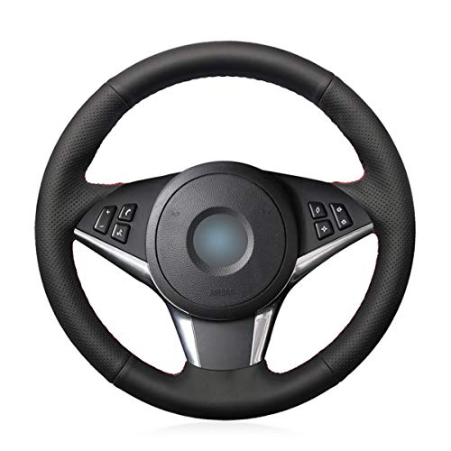 MEWANT Funda de Volante Cubierta de Volante Personalizada Hecha De Cuero Sintético Cuero De Microfibra Coser a Mano para M5 E60 (Sedan) / E61 (Touring) / M6 E63 (Coupe) / E64 (Cabrio)