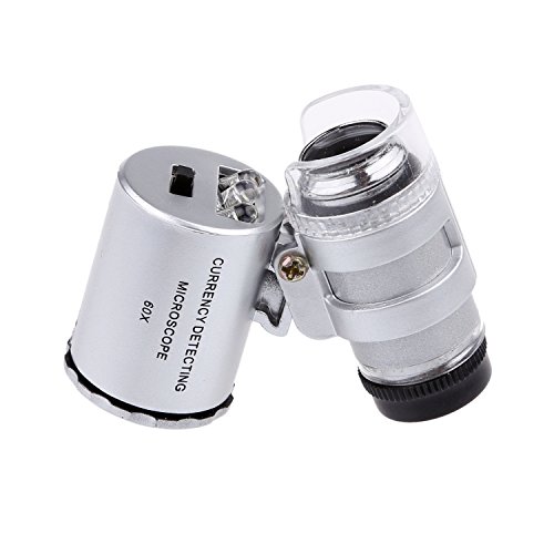 Mini Lupa con lentes UV para Joyería con iluminación LED 60X con Paquete para Venta al por Menor de Kare and Kind (60X)