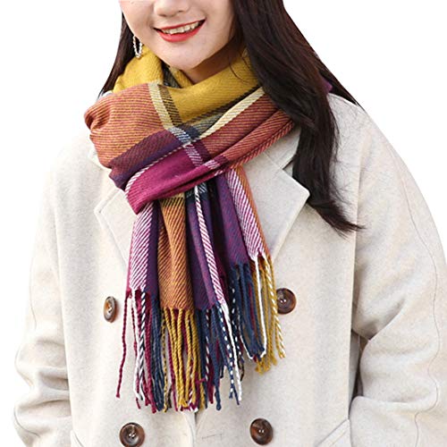 Miss Lulu Bufanda Mujer Invierno Caliente Mantas Cozy Pashmina Chal Grande Larga Tartán Enrejado Mantón 200 x 60cm