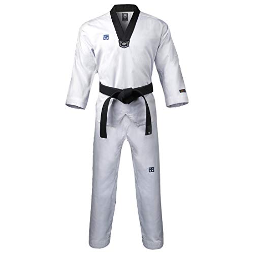 Mooto Korea Taekwondo 3F Uniforme Cuello Negro para Hombres TKD MMA Artes Marciales Karate Hapkido Judo JIU-Jitsu (200(Altura: 200~209cm)(6.56~6.86ft))