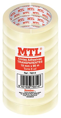 MTL 79314 - Pack de 8 cintas adhesiva, 19 mm x 66 m