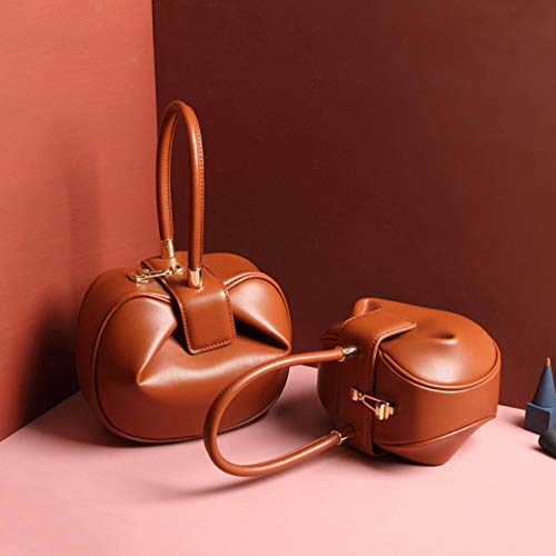 N-B Bolso de cuero genuino femenino nicho diseño bolso europeo y americano moda retro Wonton Dumpling Wonton mujer bolsa Satchel