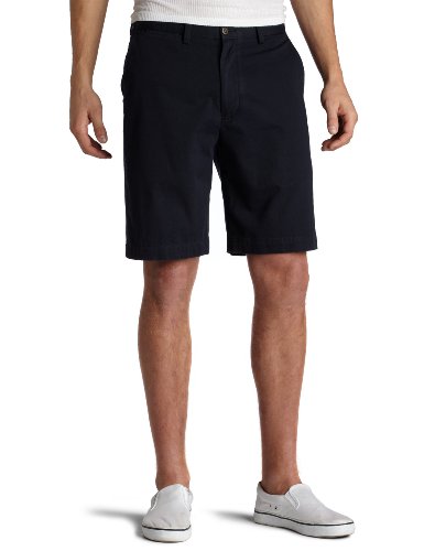 Nautica Pantalón corto chino grande y alto de sarga de algodón con frente plano para hombre - azul - 54 cm