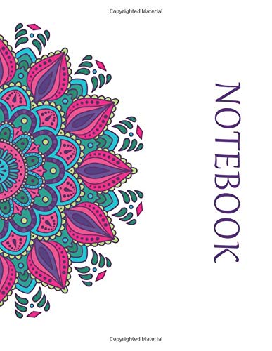 Notebook: Mandala Colorful Notebook White Paper, Medium Lines, 8,5"x11" 110 Pages