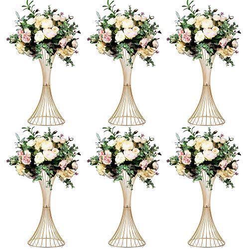 Nuptio 6 Piezas de Metal Trompeta de Flores 60cm Altura Florero Boda Centro de Mesa Florero Decoración de Mesa para Boda Aniversario Ceremonia Fiesta Cumpleaños Evento Pasillo Decoración del Hogar