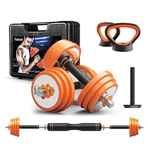 OMGPFR Fitness Dumbbell Barbell Kettlebells Push-Up Stand Sets, Entrenador de Pecho Mancuerna Ajustable Home Body Gym Bodybuilding Workout Hombres y Mujeres Equipo de Ejercicio,2x7.5kg