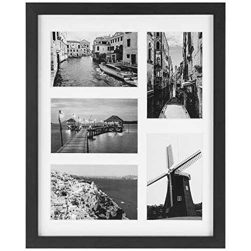 Onewall - Marco de Fotos de Cristal Templado para Fotos de 10 x 15 cm con 3 Aperturas, 1 Unidad, Negro, 11x14 Inch