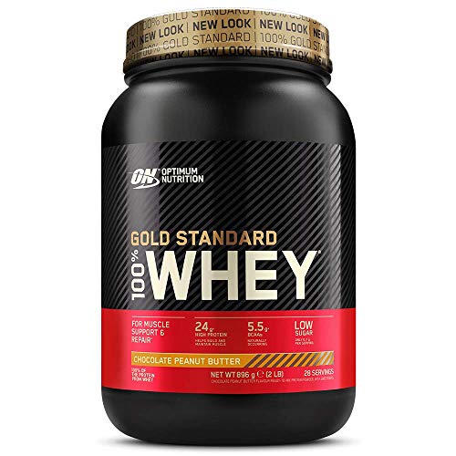 Optimum Nutrition Gold Standard 100% Whey Proteína en Polvo, Glutamina y Aminoácidos Naturales, BCAA, Chocolate Mantequilla de Cacahuete, 28 Porciones, 900g, Embalaje Puede Variar