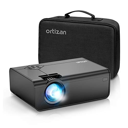 ORTIZAN Mini Proyector 1080P Full HD , Proyector Portátil de 5500 Lux , MAX de 200'' , LED de Larga duración 50000 Horas , para Cine en Casa y Presentación Empresarial, Compatible con HDMI/AV/USB/SD