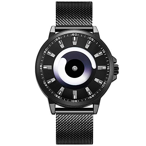 para Hombre Fashion Relojes de Cuarzo Impermeable Reloj de Pulsera con Banda de Malla de Acero Inoxidable, Business Casual Relojes para Hombres niños Azul océano por BHGWR