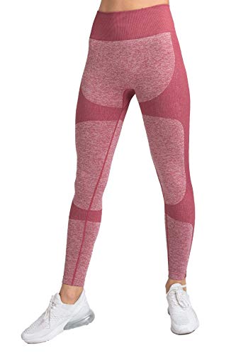 Pau1Hami1ton Sin Costura Leggins Mujer, Mallas Fitness Push Up Pantalones Deporte Running Yoga GP-15(Red,M)