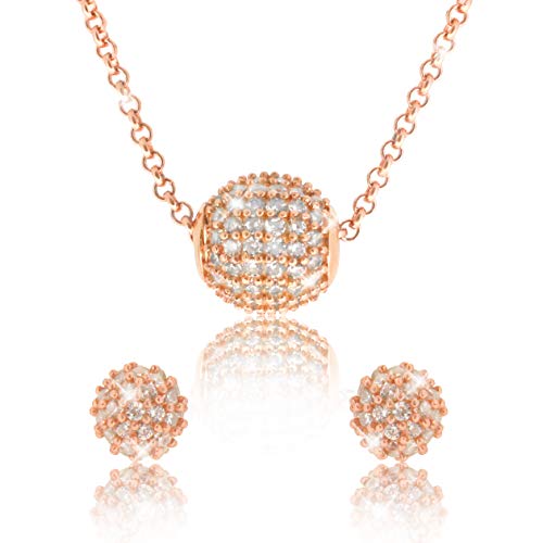 'Pavel' s joyas set "Grace Rosé Oro Rosa Gallay compuesto de dos Collar y Una Pendientes con circonitas blancas en AAA calidad Incluye caja de regalo y echtheits Certificado