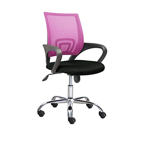 Phase, Silla de Oficina, Silla de Escritorio o Despacho, Acabado en Rosa y Negro, Medidas: 60 cm (Ancho) x 60 cm (Fondo) x 90-102 cm (Alto)